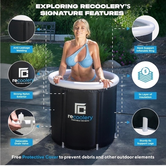 Brand New Portable Ice Therapy Bath Round Collapsible Cold Plunge Freestand Tub - Picture 3 of 10